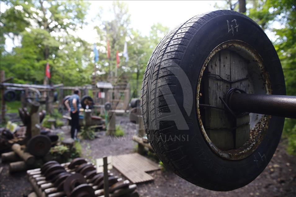 Handmade outdoor gym in Moscow