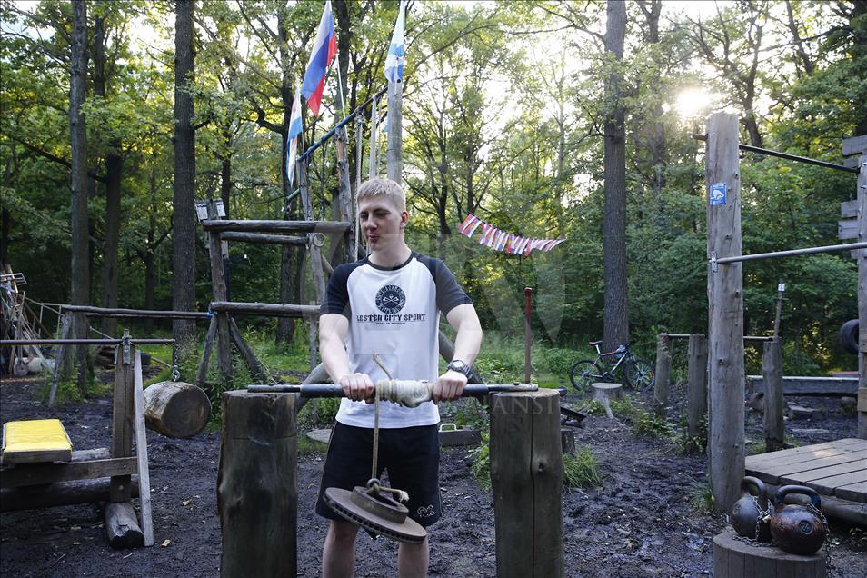 Handmade outdoor gym in Moscow