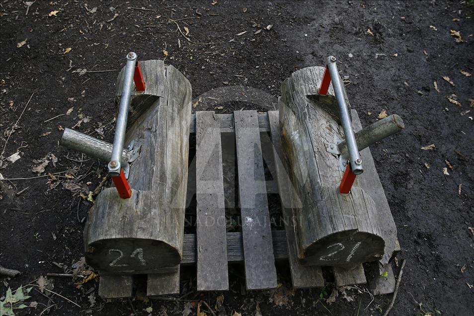 Handmade outdoor gym in Moscow