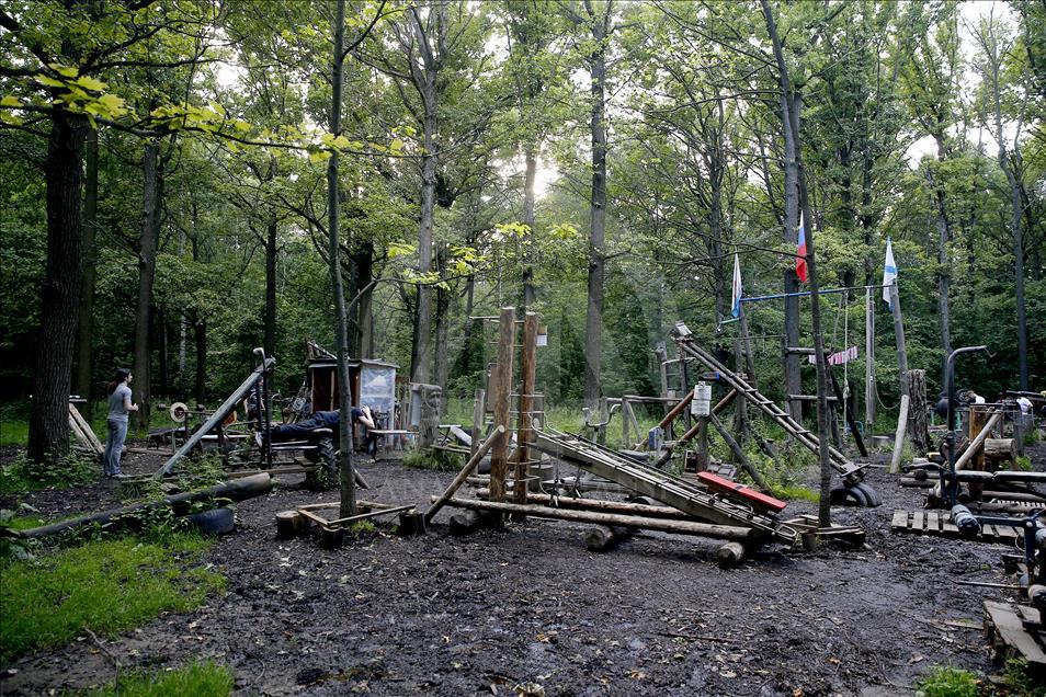 Handmade outdoor gym in Moscow