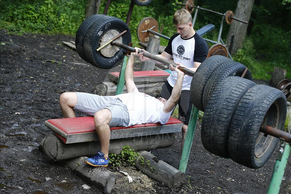 Handmade outdoor gym in Moscow