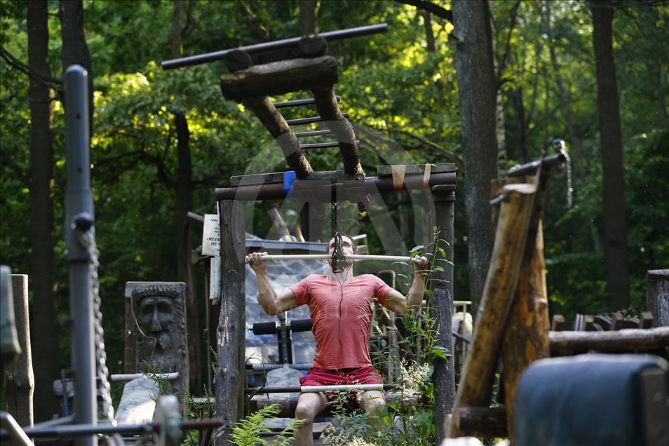 Handmade outdoor gym in Moscow