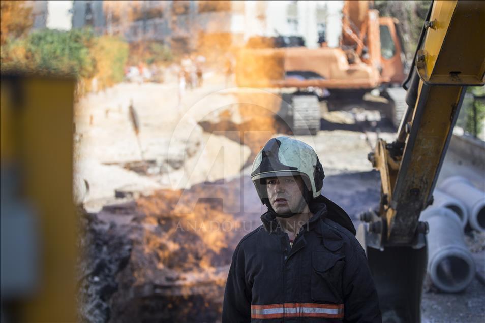 Başkentte doğalgaz boru hattında yangın
