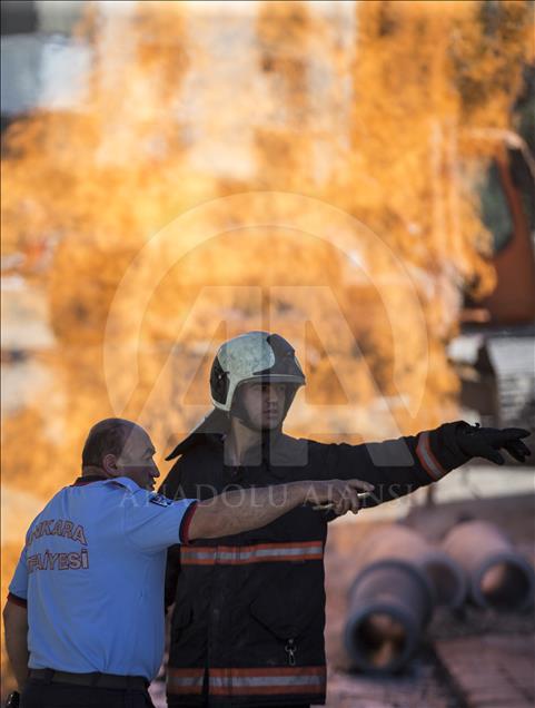 Başkentte doğalgaz boru hattında yangın