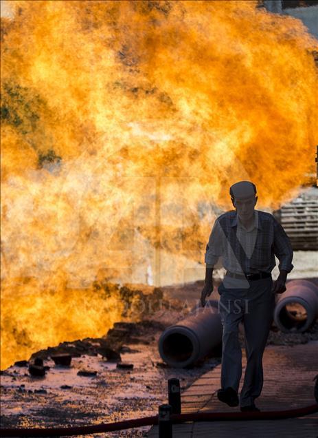Başkentte doğalgaz boru hattında yangın