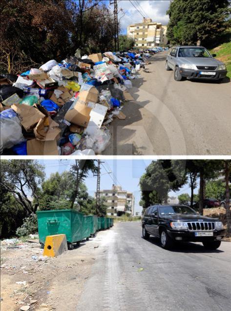 Before and after photos of Lebanese garbage crisis