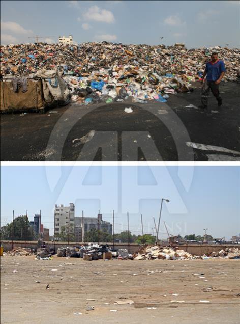 Before and after photos of Lebanese garbage crisis