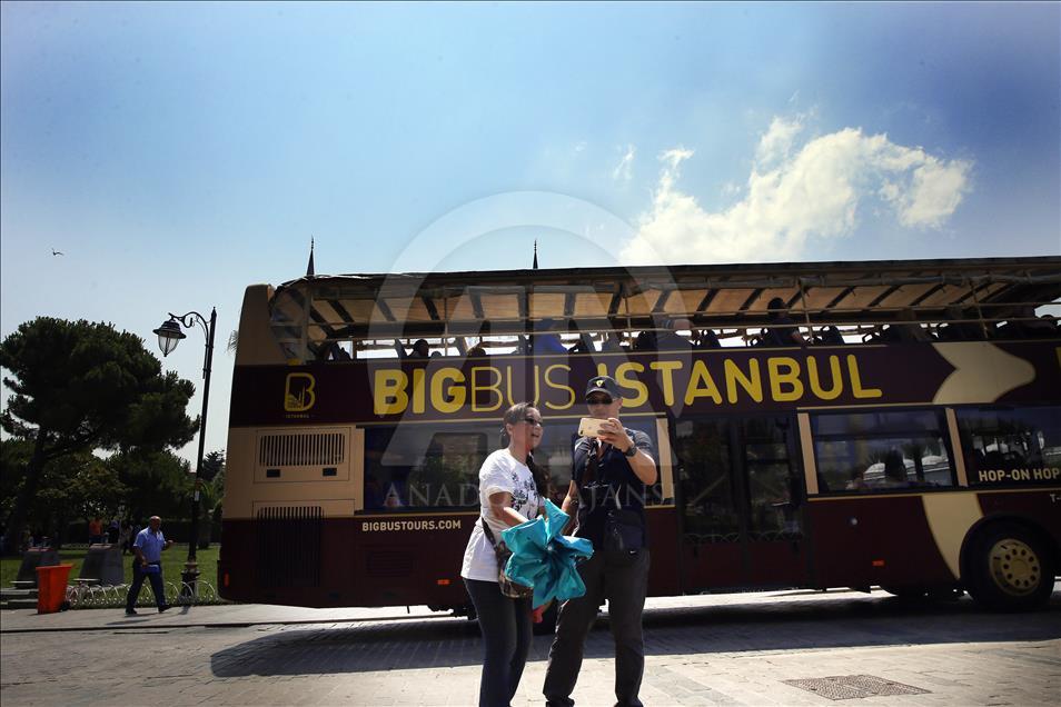 Tourists' center of interest: Blue Mosque and Hagia Sophia