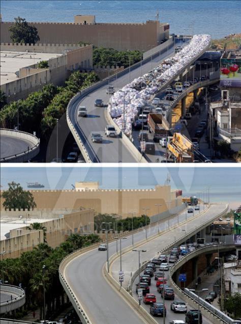 Before and after photos of Lebanese garbage crisis