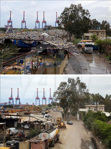 Before and after photos of Lebanese garbage crisis