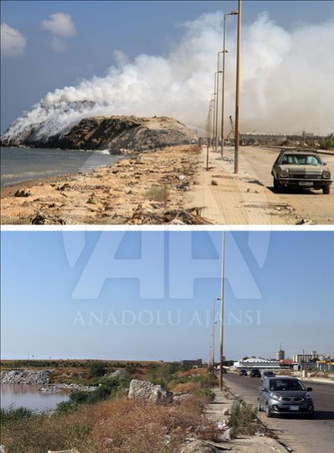 Before and after photos of Lebanese garbage crisis