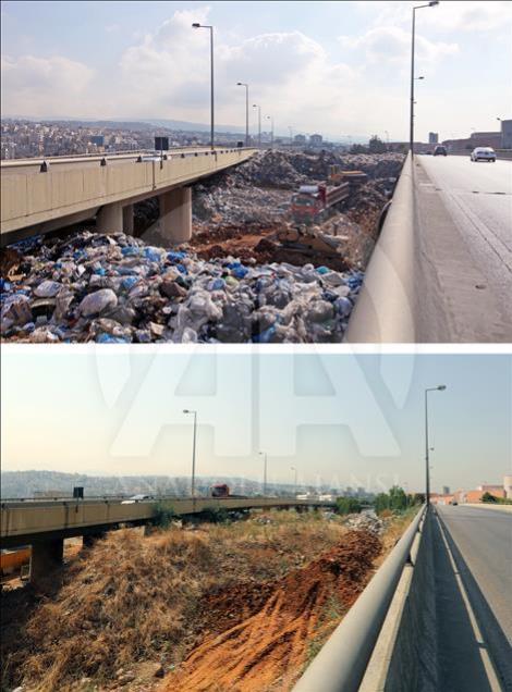 Before and after photos of Lebanese garbage crisis
