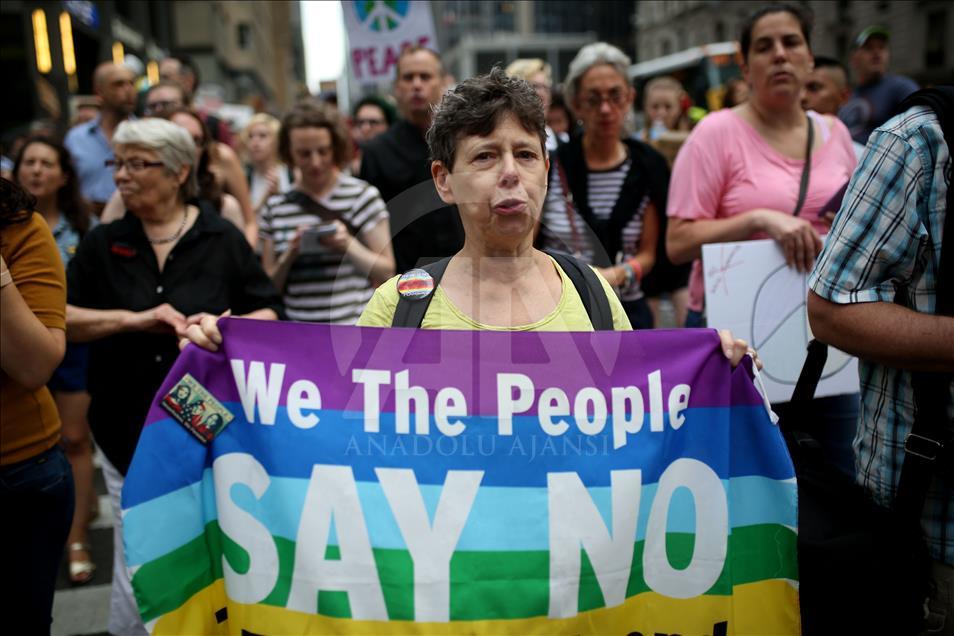 Rally Against U.S. President Trump next to Trump Tower in Manhattan