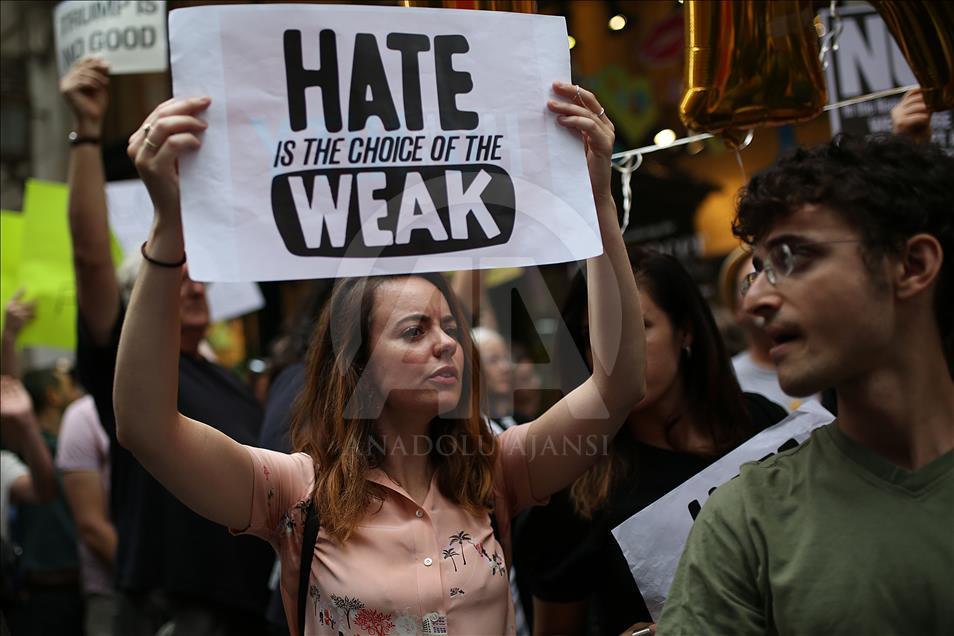 Rally Against U.S. President Trump next to Trump Tower in Manhattan