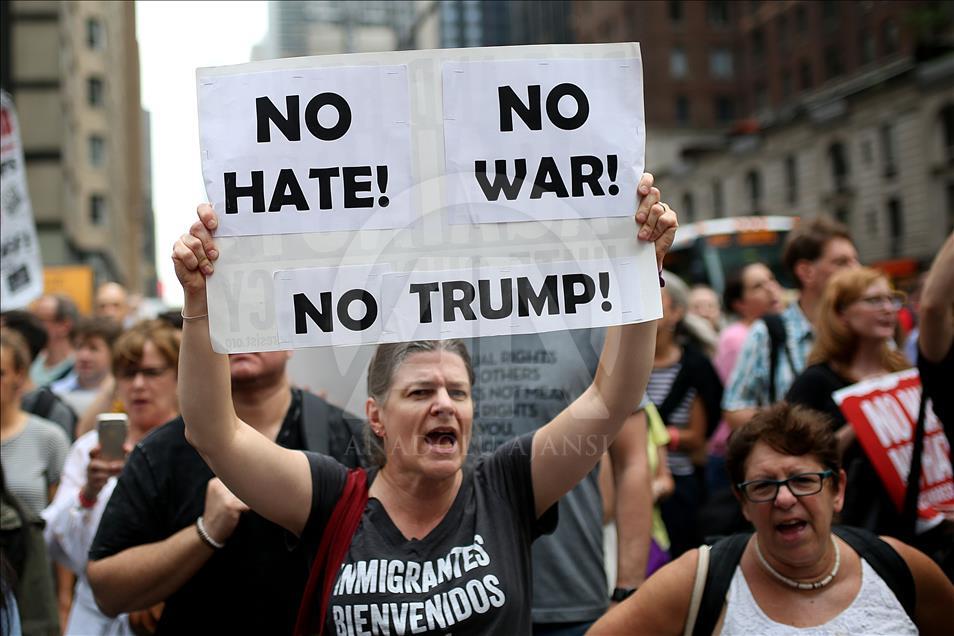 Rally Against U.S. President Trump next to Trump Tower in Manhattan