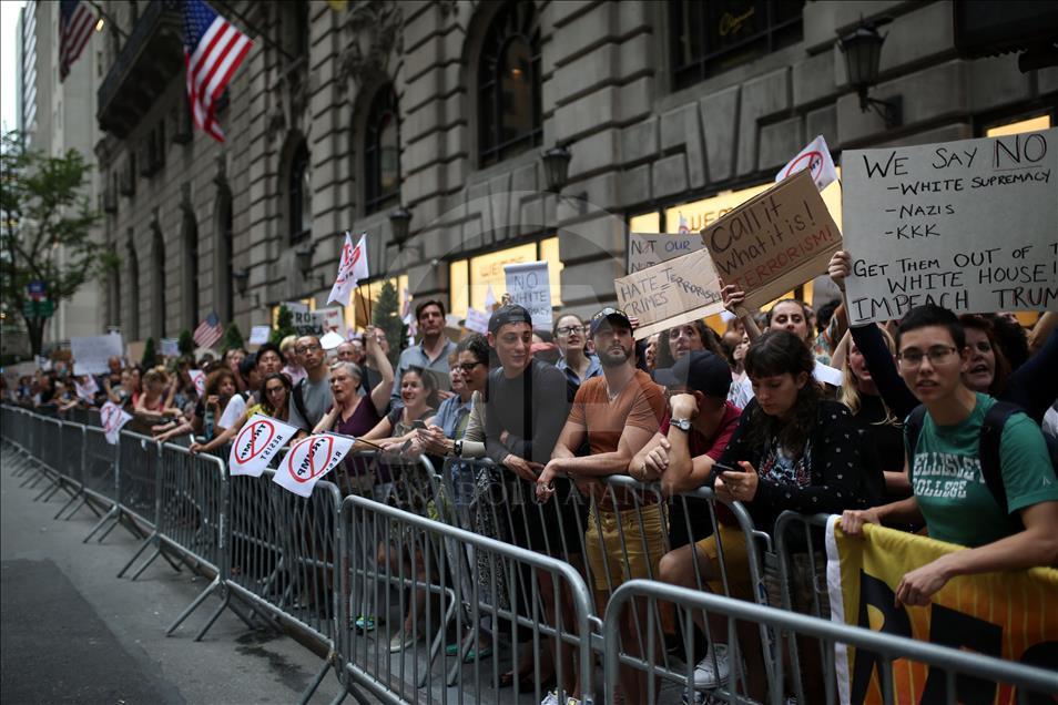 Rally Against U.S. President Trump next to Trump Tower in Manhattan