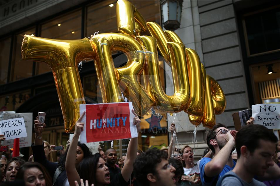 Rally Against U.S. President Trump next to Trump Tower in Manhattan