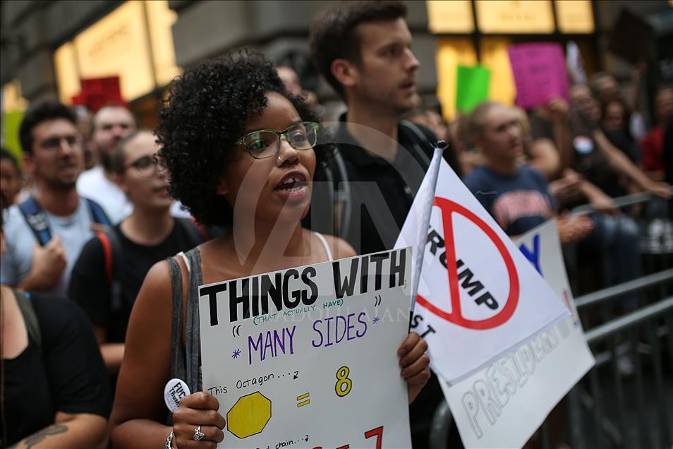 Rally Against U.S. President Trump next to Trump Tower in Manhattan