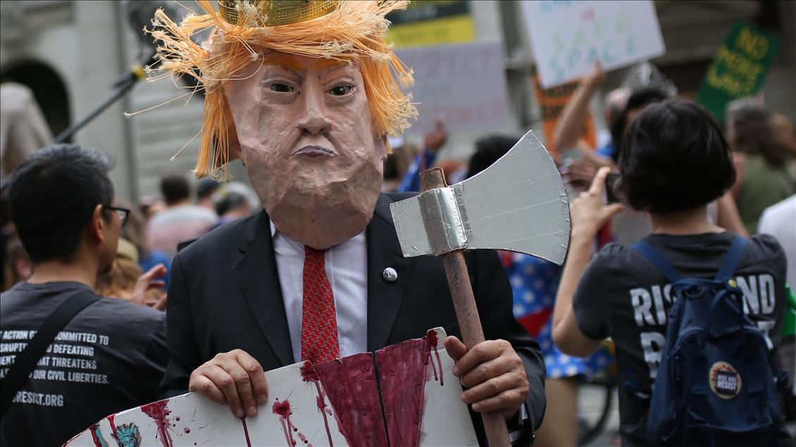 Rally Against U.S. President Trump next to Trump Tower in Manhattan