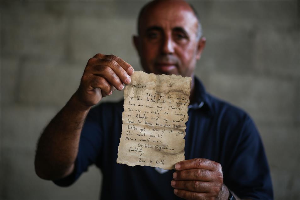 Message in bottle from Rhodes to Gaza