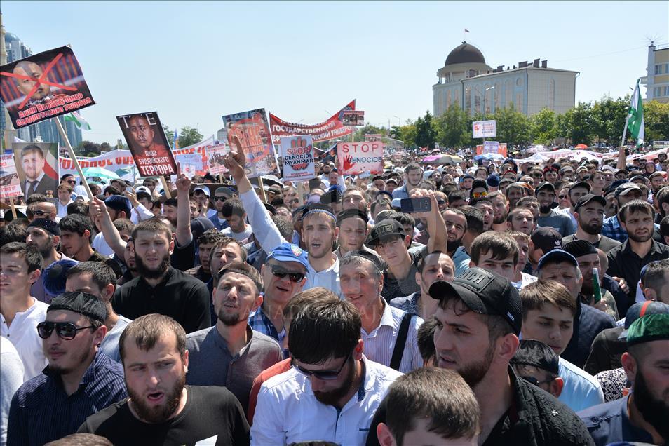 В Чечне проходит митинг в поддержку мусульман в Мьянме