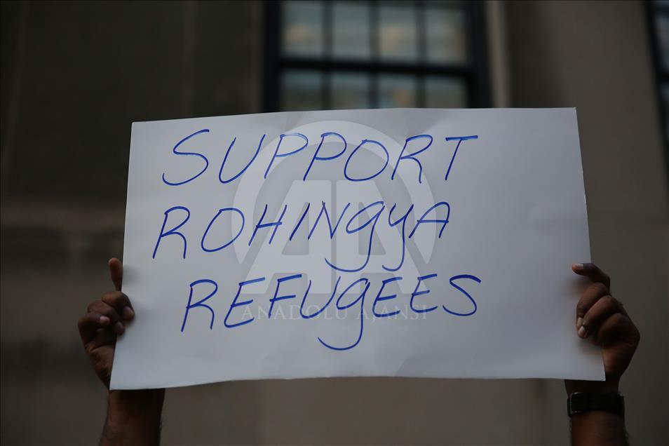Protest in New York in solidarity with Rohingya Muslims
