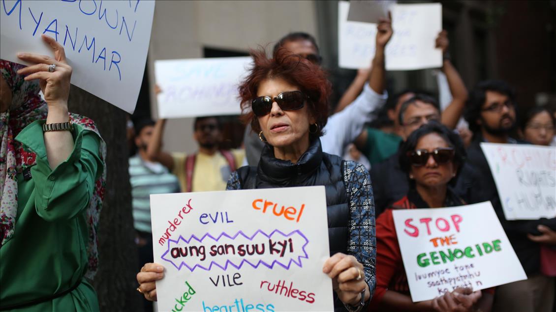 Protest in New York in solidarity with Rohingya Muslims