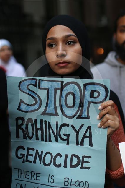 Protest in New York in solidarity with Rohingya Muslims