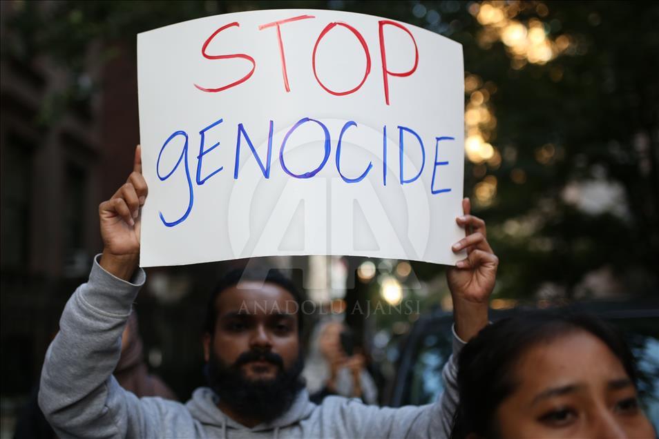 Protest in New York in solidarity with Rohingya Muslims
