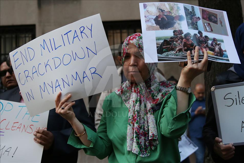 Protest in New York in solidarity with Rohingya Muslims