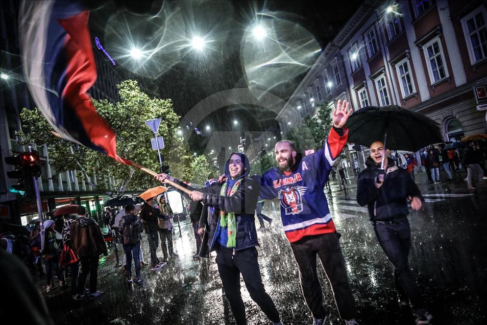 Sllovenët në rrugët e Lubjanës festuan titullin e kampionit evropian në basketboll 
