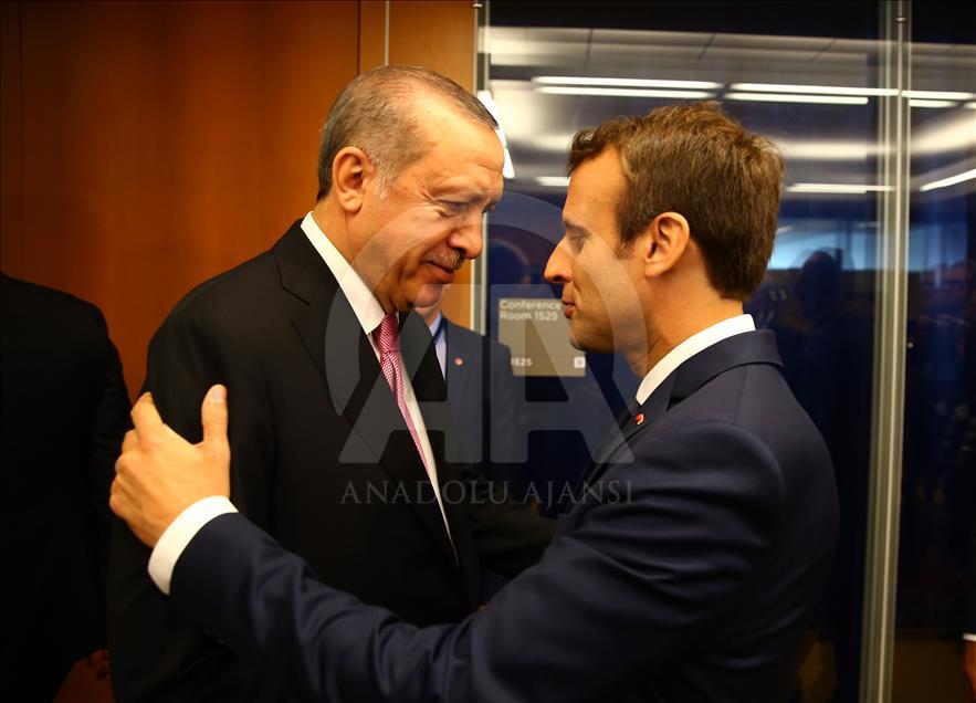 Cumhurbaşkanı Erdoğan New York'ta Macron ile görüştü