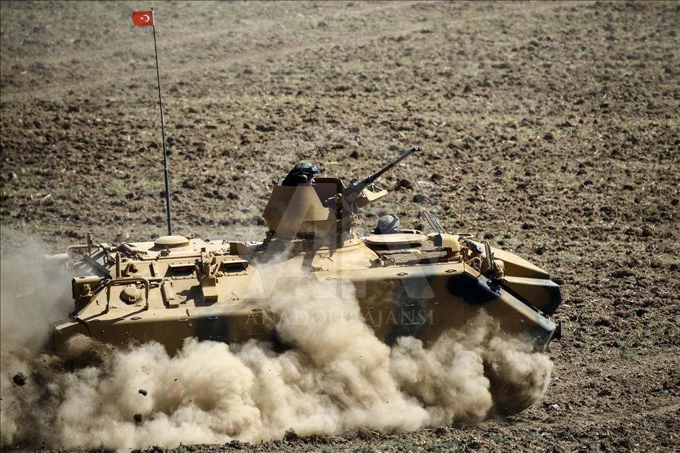 Turkish armed forces conducting military drill near Iraq border