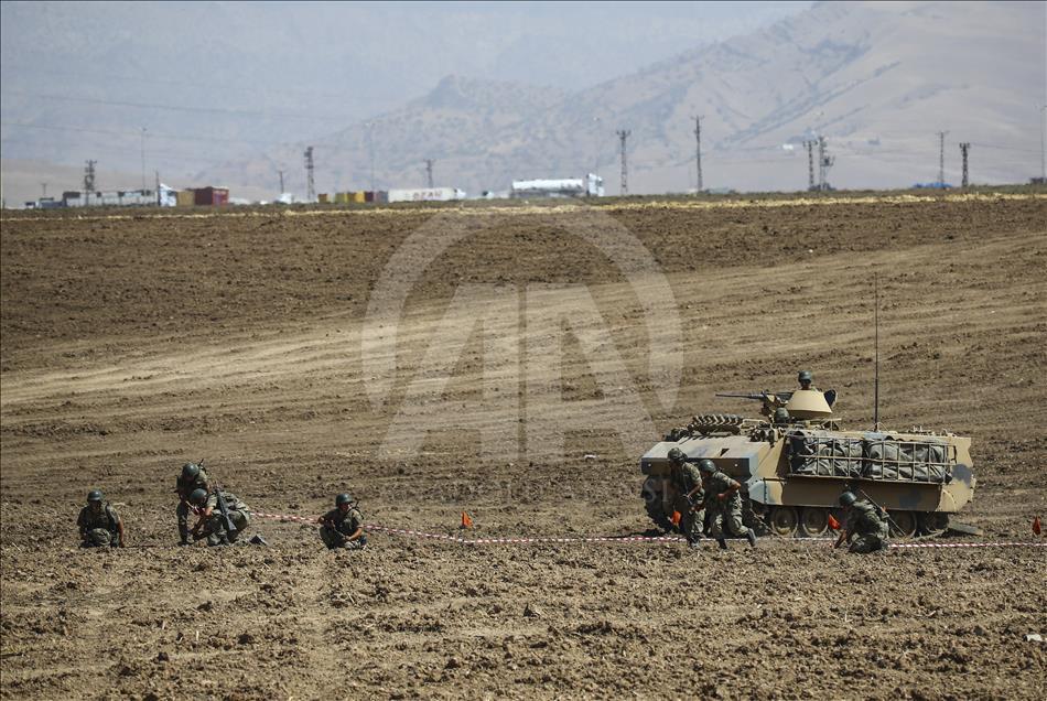 Turkish armed forces conducting military drill near Iraq border