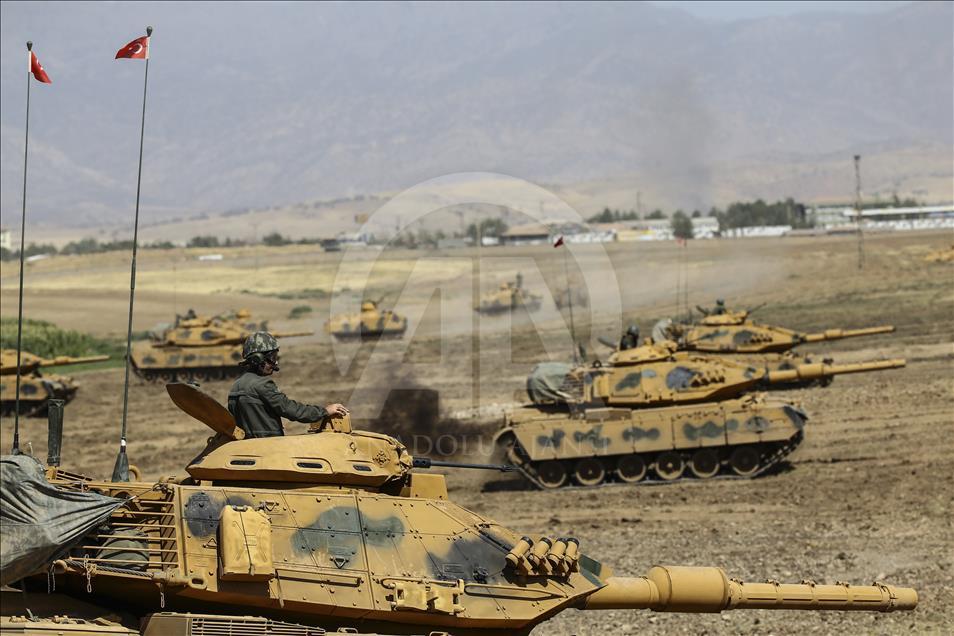 Turkish armed forces conducting military drill near Iraq border