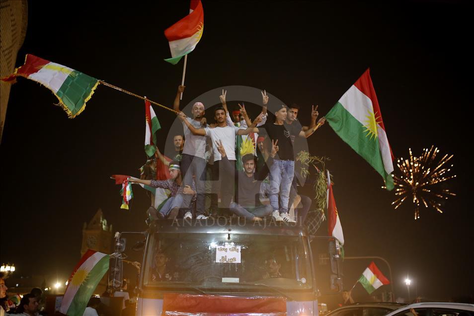 Erbil'de sonuç açıklanmadan kutlama başladı
