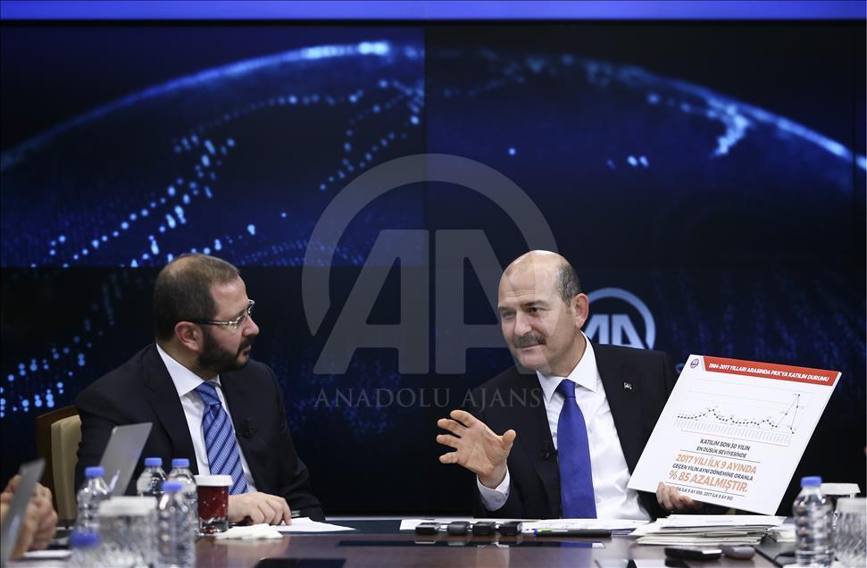 İçişleri Bakanı Süleyman Soylu, AA Editör Masası’nda

