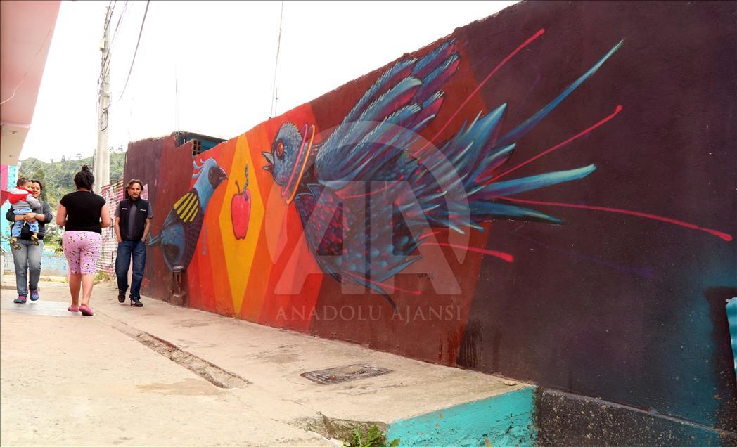 Bogota’daki grafitili mahalle, sakinlerinin gururu oldu