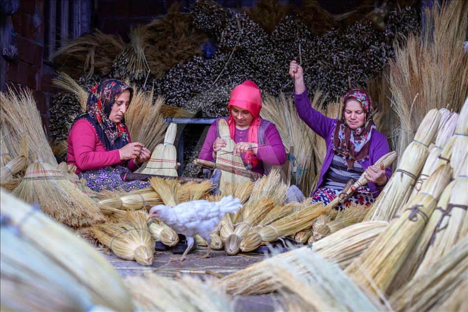 Makers of brooms in Turkey's Samsun