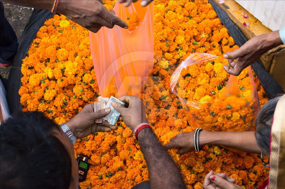 Flower Market on Indian Diwali festival
