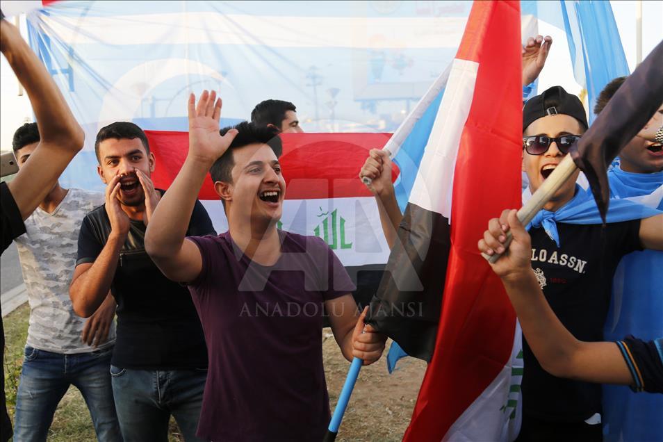 Celebrations in Kirkuk after Iraqi forces take control of the city 