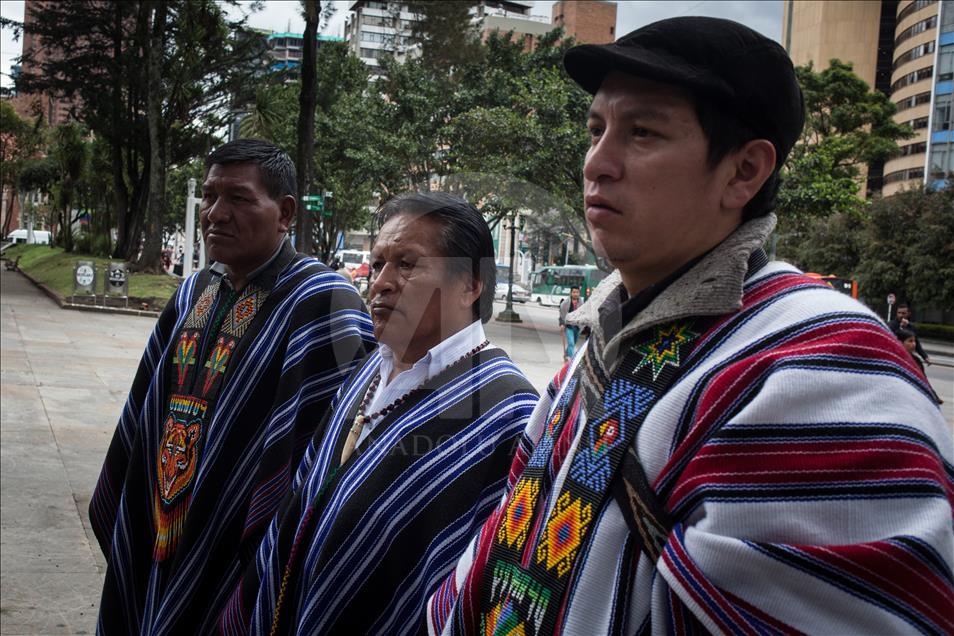 Colombian indigenous event Minga held in Bogota
