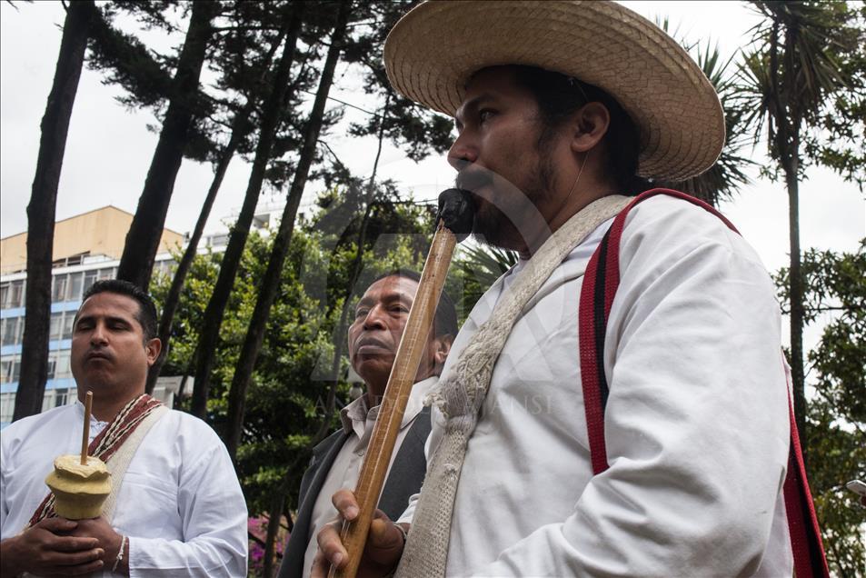 Colombian indigenous event Minga held in Bogota