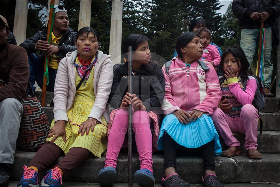 Colombian indigenous event Minga held in Bogota