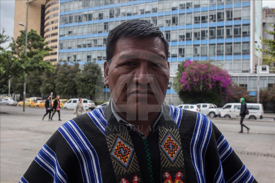 Colombian indigenous event Minga held in Bogota