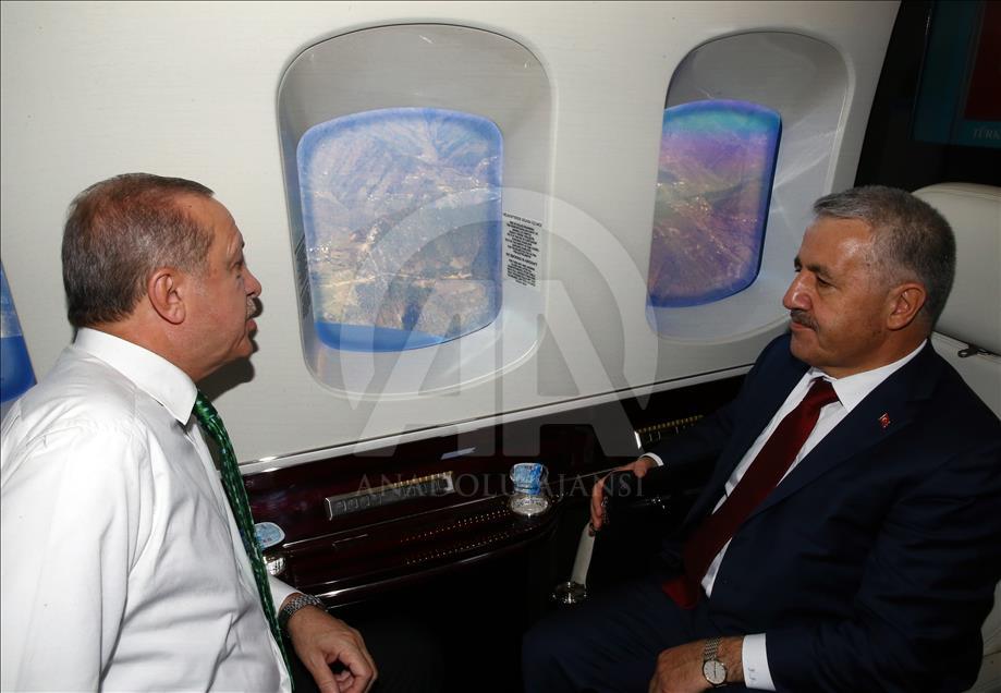 Cumhurbaşkanı Erdoğan, Rize Havaalanı ve Yusufeli Barajı inşaatını inceledi