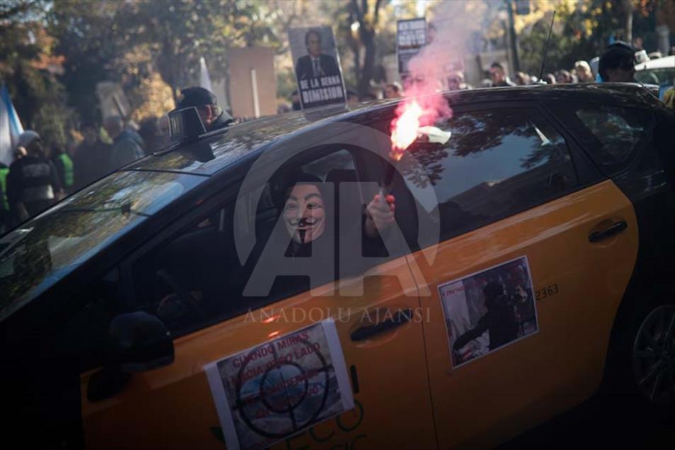 Protesta de taxistas en Madrid