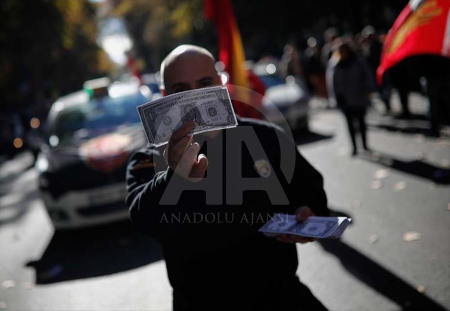 Protesta de taxistas en Madrid