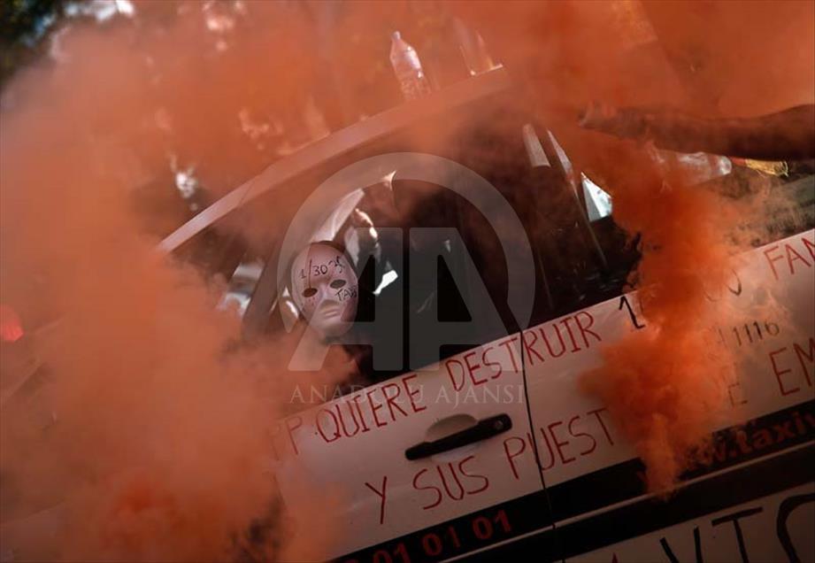 Protesta de taxistas en Madrid