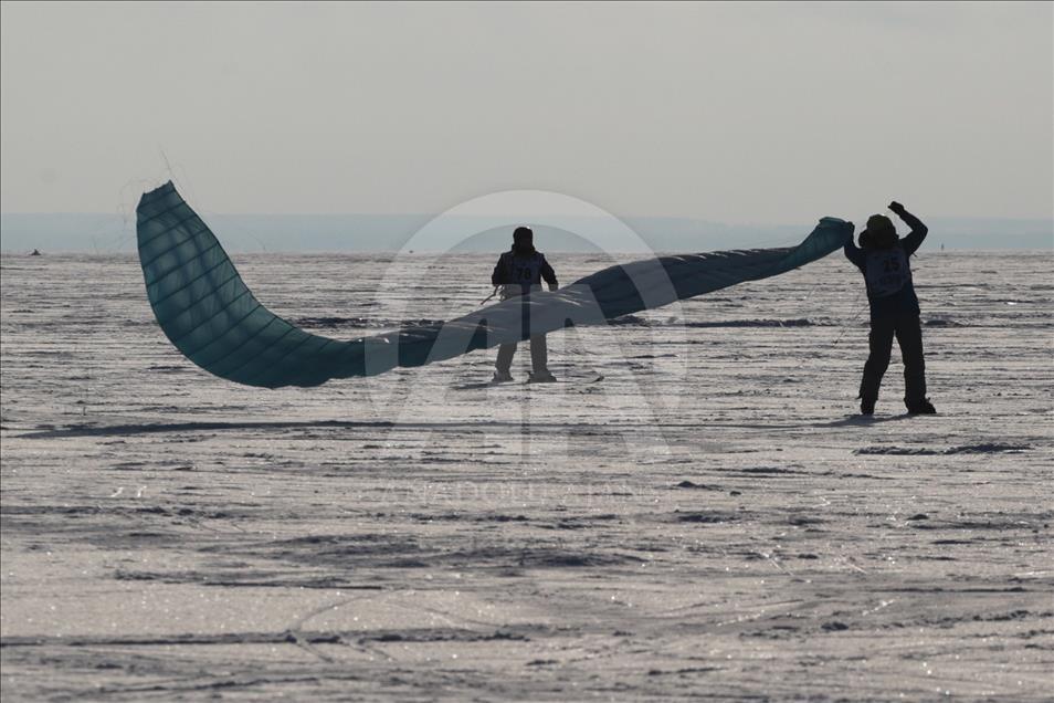 Athletes compete in Snowkiting Cup in Novosibirsk, Russia